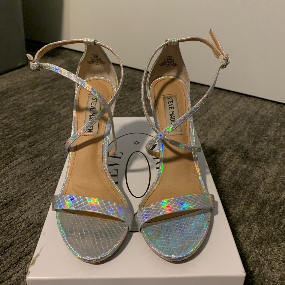 Steve Madden Metallic Silver High Heels Gem